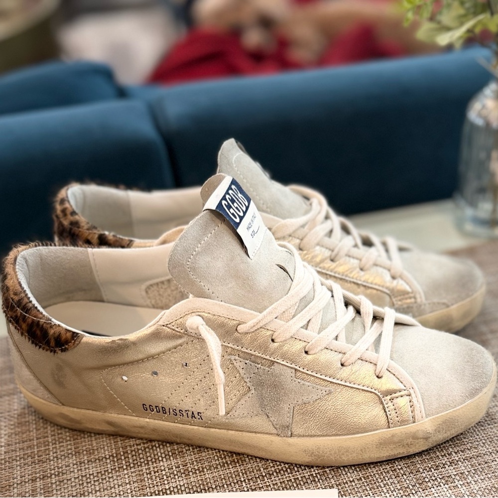 Golden Goose Women's Cream and Leopard Sneakers
